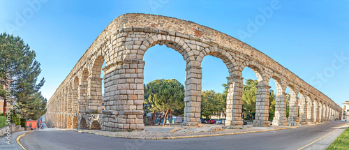 Corner of ancient Roman aqueduct in Segovia