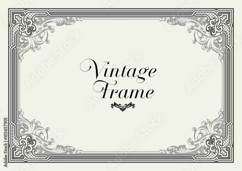 Vintage Ornament Border. Decorative Floral Frame Vector.