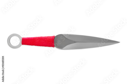 Throwing knife with red handle