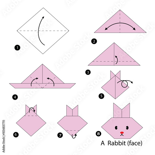 step by step instructions how to make origami A Rabbit.