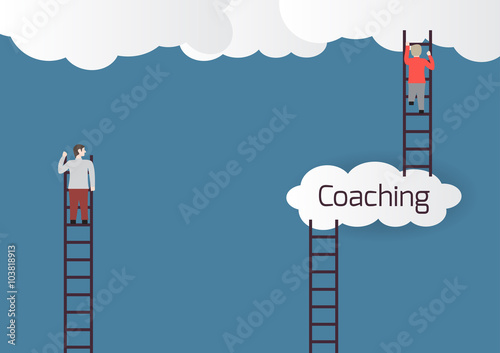 Metaphor about coaching.Vector illustration.