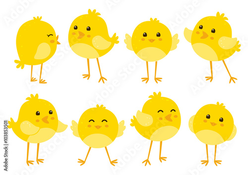 Set of cute cartoon chickens