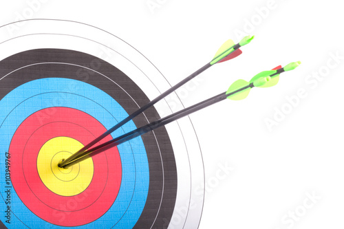 Arrow hit goal ring in archery target