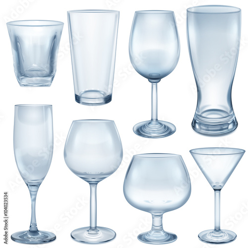 Transparent empty glasses and stemware