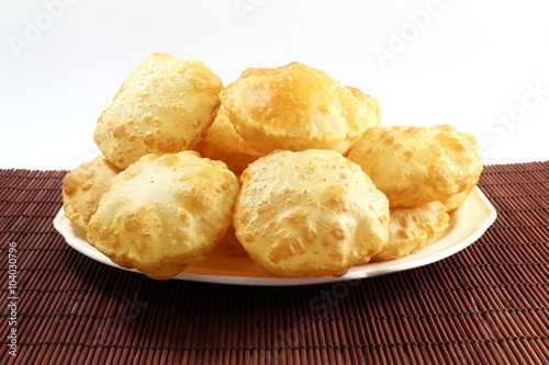 puri or Poori traditional indian homemade deep fried bread or chapati