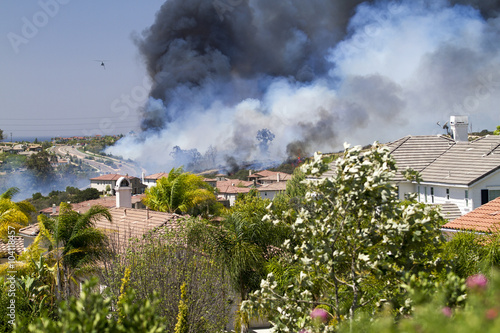 Brush Fires In A Residential Area In California