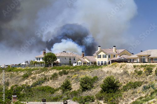 Brush Fires In A Residential Area In California