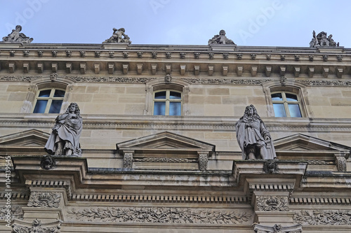 Paris, France, February 10, 2016: facade of Louvre in Paris, France