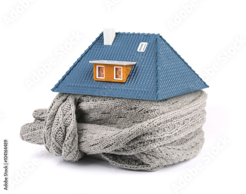 home insulation concept. scarf around the house
