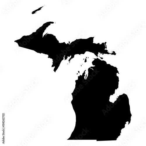 Michigan black map on white background vector
