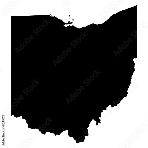 Ohio black map on white background vector