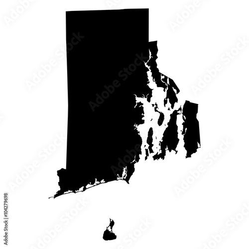 Rhode Island black map on white background vector