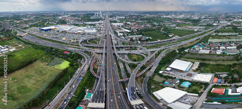 Aerial shot of the express way in Thailand, East outer ring road 