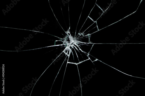 Broken glass on black background