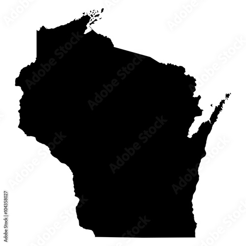 Wisconsin black map on white background vector