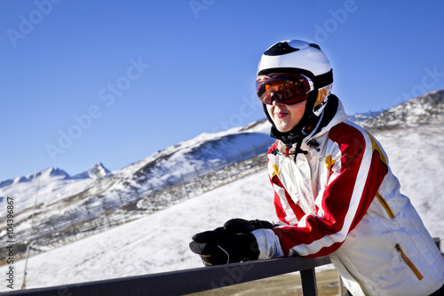 young woman is enjoying winter sport