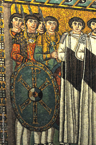Ancient byzantine mosaic Justinian's Army