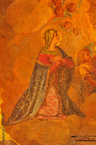 ancient golden mosaic of the Virgin Mary