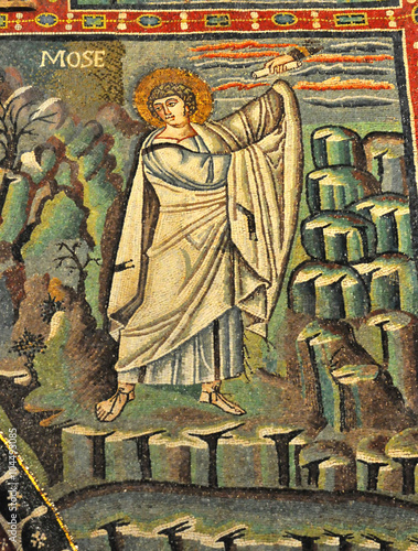 Ancient byzantine mosaic of Moses