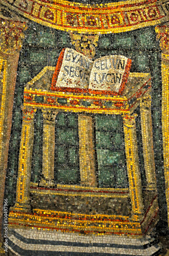 Ancient roman mosaic of gospel according to Luke