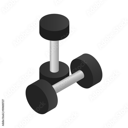 Pair of dumbbell icon, isometric 3d style