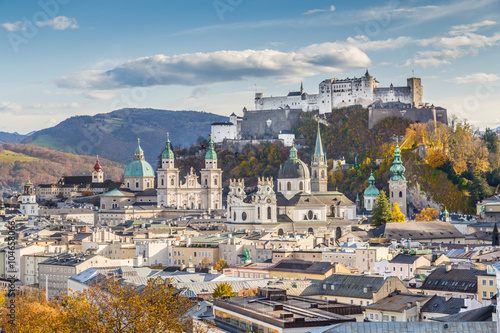 Historic city of Salzburg at sunset, Austria