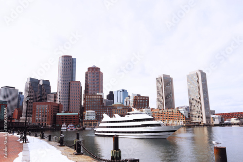 Boston harbor skyline and cruise