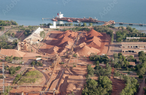 Ore ship loading bauxite at Weipa,Cape York, Queensland, Australia.