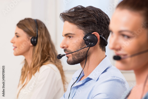 Man working in call center