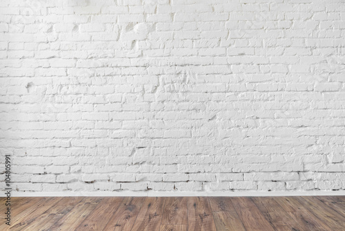 white brick wall texture background wooden floor loft