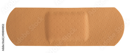 Single adhesive bandage on white background