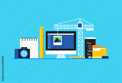 Web development . Flat design modern vector illustration concept.