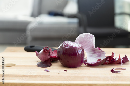 Pealed red onion