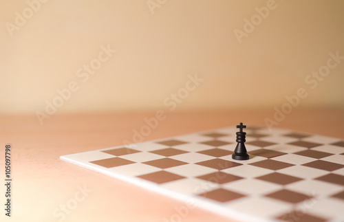 Chess pieces as metaphor - one king in the whole area of chessboard as lonely person or individualist