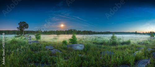 panoramic landscape night meadow