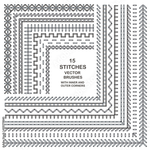 Vector cross stitches pattern brushes