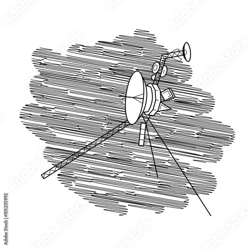 Vector illustration with space satellite in deep space.