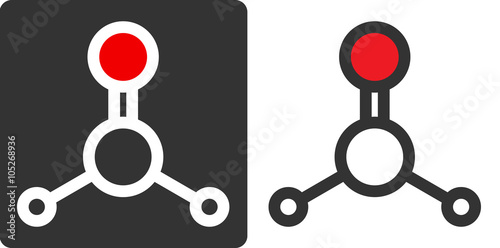 Formaldehyde pollutant molecule, flat icon style. 