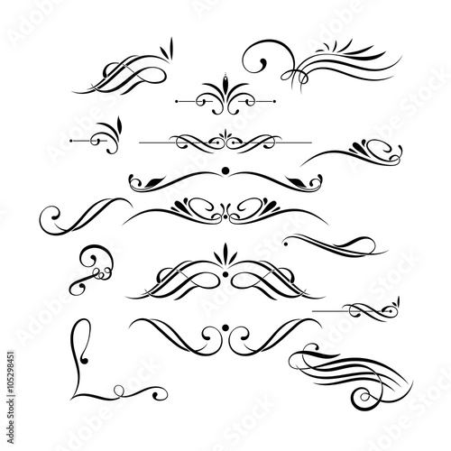 Vector set of elegant curls and swirls. Elements for design