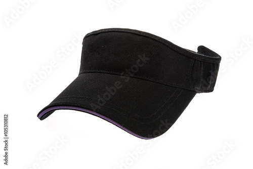 Men's black golf visors on white background