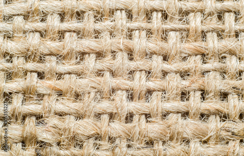 Closeup of burlap sackcloth texture, useful as textile background