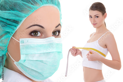 plastic surgery and breast augmentation concept - female doctor