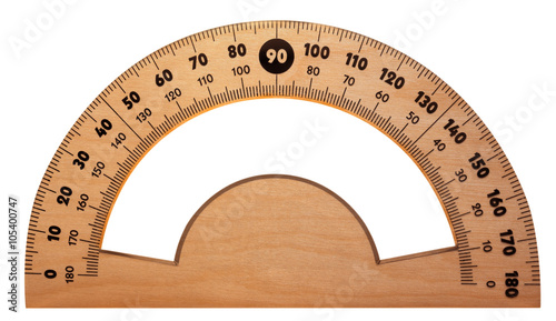 Wooden protractor isolated