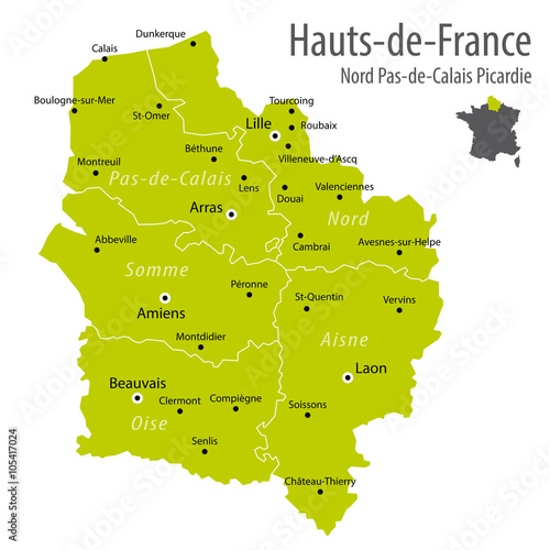 Carte Région Hauts-de-France (Nord Pas-de-Calais Picardie)