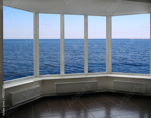 plastic window with view of ocean