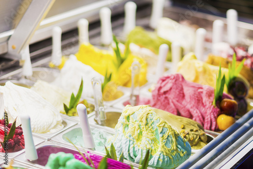 italian gelato gelatto ice cream display in shop
