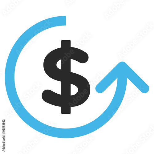 Chargeback vector icon. Picture style is bicolor flat chargeback icon drawn with blue and gray colors on a white background.