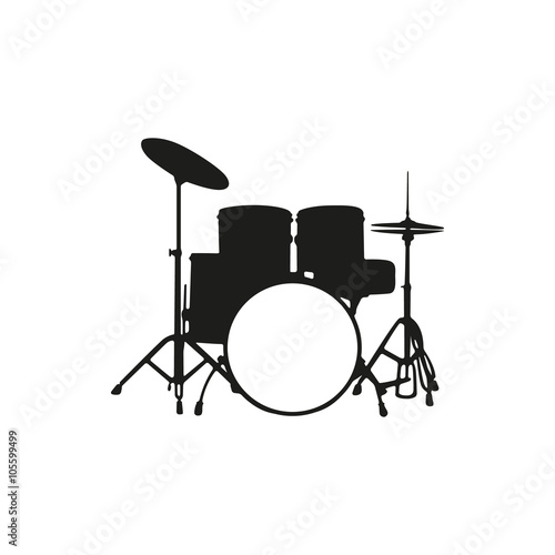 Vector illustration of silhouette the drum set on white background