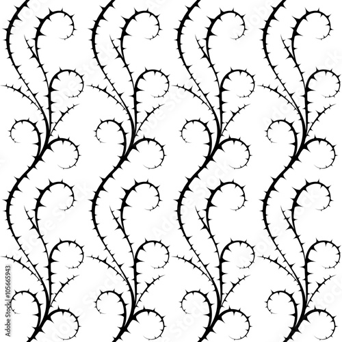 Seamless vector pattern with thorn bush.