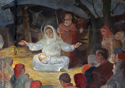 Birth of Jesus, altarpiece in parish church of Saint Mark in Zagreb, Croatia 